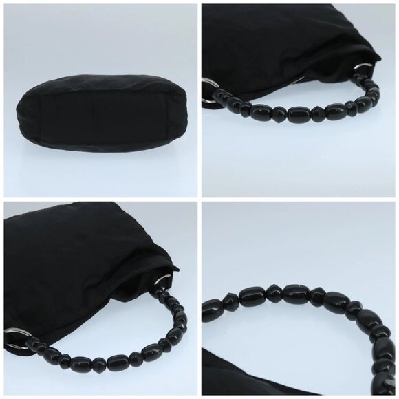 Christian Dior Maris Pearl Hand Bag Leather Black Silver Auth bs20633 - Picture 15 of 16